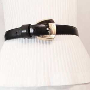 Liz Claiborne Black Belt Womens Medium Waist Fullgrain Semi Aniline Leather